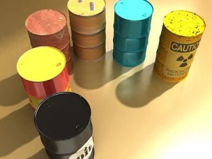 metal drums  pallets bundle high res 3D Model
