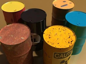 metal drums  pallets bundle high res 3D Model