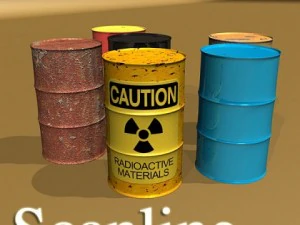 metal drums  pallets bundle high res 3D Model