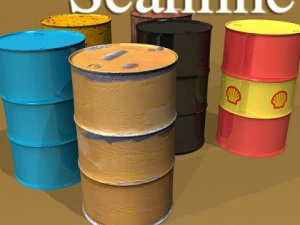 metal drums  pallets bundle high res 3D Model