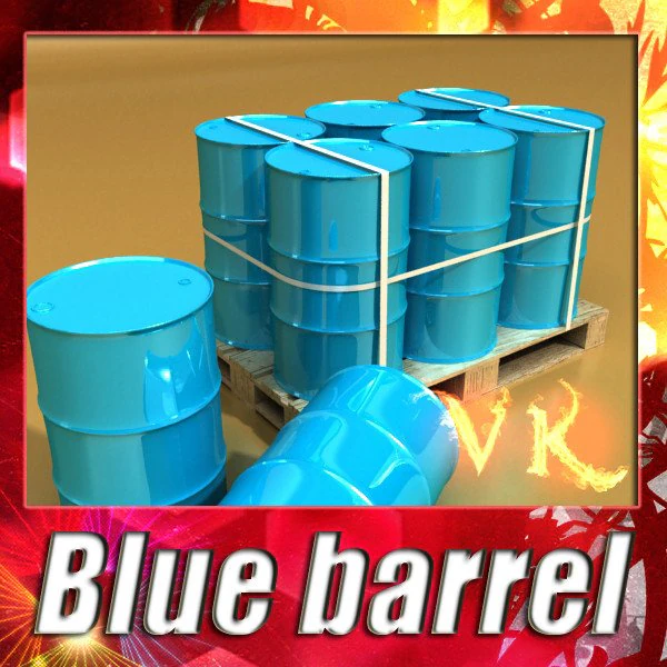blue barrel pallet high resolution textures 3D Model .c4d .max .obj .3ds .fbx .stl .blend 