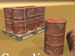 rusty barrel pallet high resolution textures 3D Model