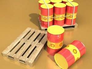 shell oil metal drums  pallet 3D Model