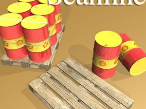 shell oil metal drums  pallet 3D Model