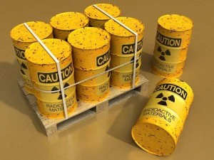 radioactive metal drums  pallet 3D Model