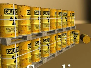 radioactive metal drums  pallet 3D Model