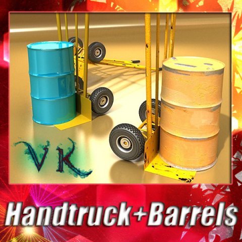 hand truck  55 gallon drums high res Model 3D .c4d .max .obj .3ds .fbx .stl .blend 