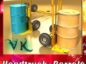 hand truck  55 gallon drums high res 3D Model