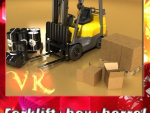 lift truck pallet cartons  metal drums Modelo 3D