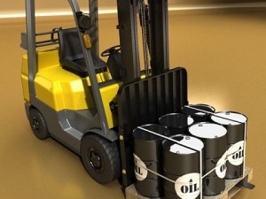 lift truck pallet cartons  metal drums 3D Model