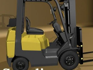 lift truck pallet cartons  metal drums 3D Model