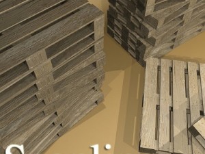 lift truck pallet cartons  metal drums 3D Model