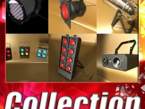 cole&ccedil;&atilde;o de luzes de palco realistas 6 itens Modelo 3D