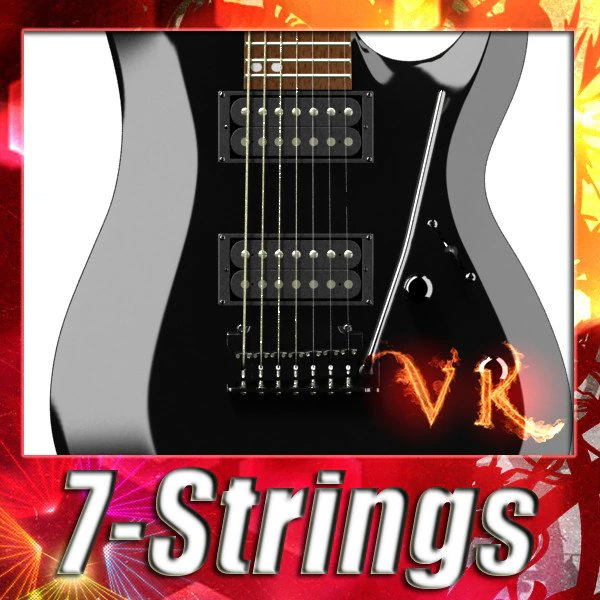 electric guitar 7 strings high detail 3D Model .c4d .max .obj .3ds .fbx .stl .blend