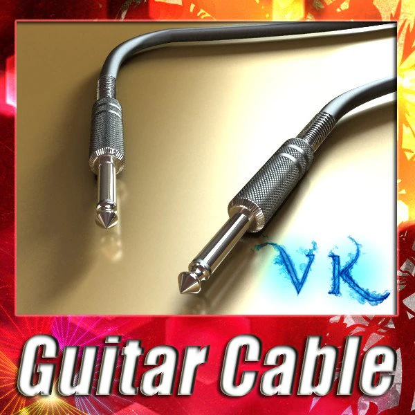 guitar cable high detail 3D Model .c4d .max .obj .3ds .fbx .stl .blend 