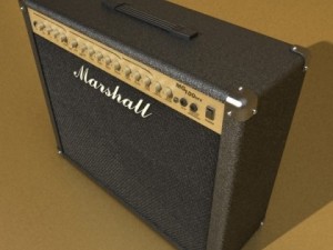 electric guitar with amplifier  cable 3D-Modell