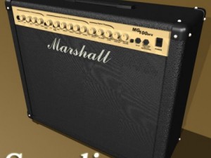 electric guitar with amplifier  cable 3D-Modell