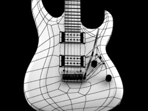 electric guitar with amplifier  cable 3D Model