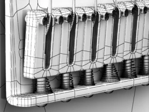 electric guitar with amplifier  cable 3D Model