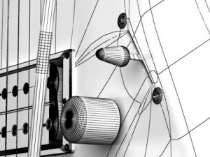 electric guitar with amplifier  cable 3D-Modell