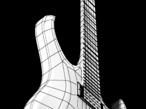 electric guitar with amplifier  cable 3D Model