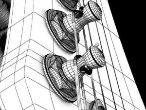 electric guitar with amplifier  cable 3D Model
