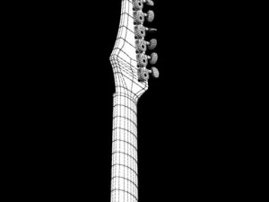 electric guitar with amplifier  cable 3D Model