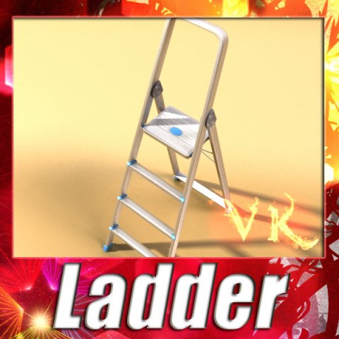 step ladder high detail 3D Model .c4d .max .obj .3ds .fbx .stl .blend 