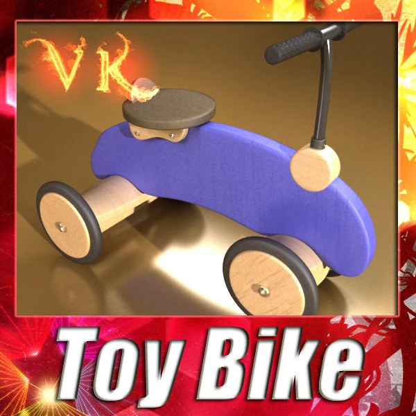 wooden riding toy bike 3D Model .c4d .max .obj .3ds .fbx .stl .blend 