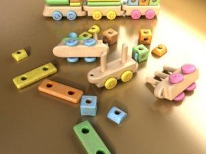 wooden toy train 3Dモデル