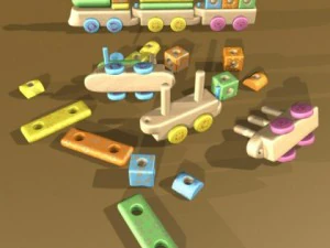 wooden toy train 3D Model