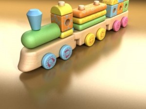 wooden toy train 3Dモデル