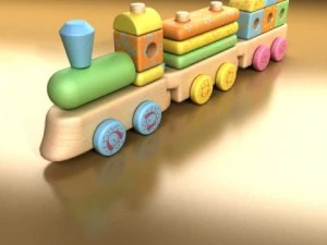 wooden toy train 3D Model