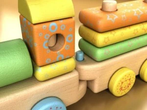 wooden toy train 3D Model