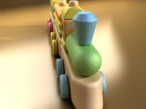 wooden toy train 3D Model