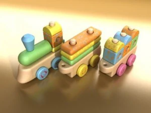 wooden toy train 3D Model