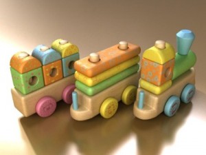wooden toy train 3Dモデル
