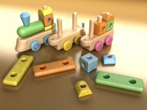 wooden toy train 3Dモデル