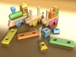 wooden toy train 3D Model