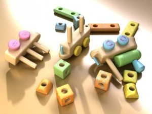 wooden toy train 3D Model