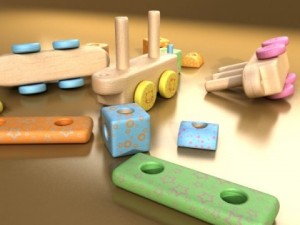 wooden toy train 3Dモデル