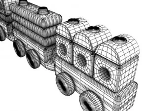 wooden toy train 3D Model