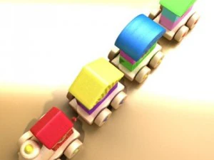 wooden toy train high res 3D Model