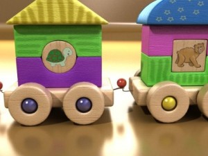 wooden toy train high res 3D 模型
