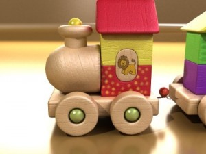 wooden toy train high res 3D 模型