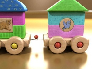 wooden toy train high res 3D 模型