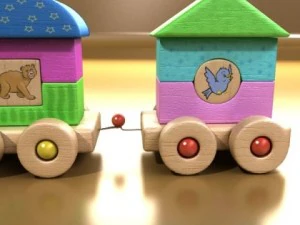 wooden toy train high res 3D Model