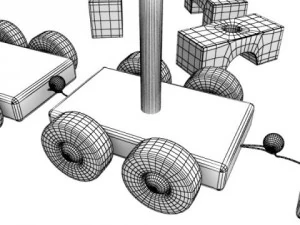 wooden toy train high res 3D Model