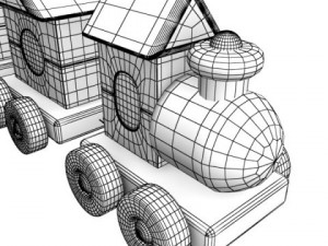 wooden toy train high res 3D 模型