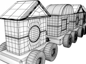 wooden toy train high res 3D Model